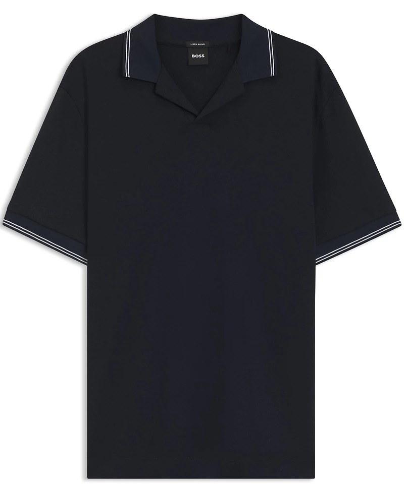 Boss by Hugo Men's Cotton-Linen Johnny Collar Polo Shirt