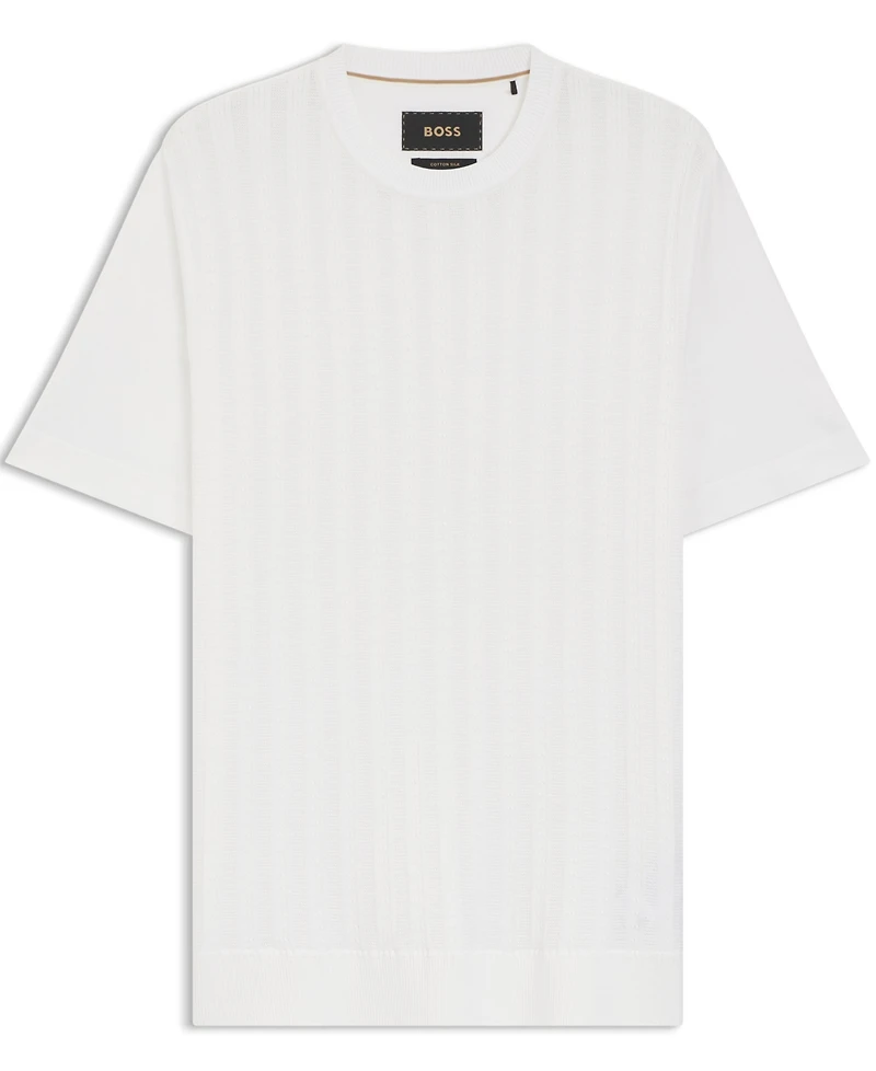Boss by Hugo Men's Cotton-Silk Cable-Knit T-Shirt