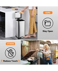gaomon 8 Gallon Step Trash Can, Square Fingerprint-Proof Garage Can