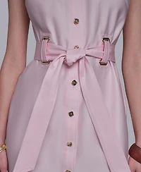 Halston Women's Cap-Sleeve Collared Shirt Dress