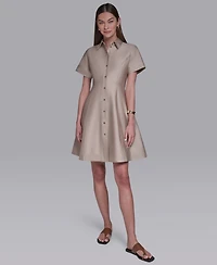 Halston Women's Short-Sleeve Collared Shirt Dress
