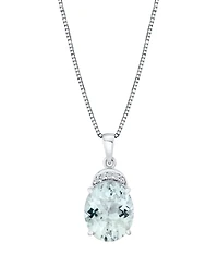 Macy's Aquamarine (4-1/3 ct. t.w.) & Diamond Accent Pendant Necklace in Sterling Silver