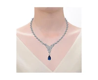 Rachel Glauber Modern White Gold Plated Cubic ZIrconia Cluster Y-Necklace