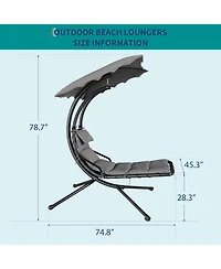 gaomon Patio chaise lounger swing chair with canopy and steel frame (60) - Twin