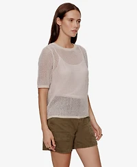 Sanctuary Women's Open Knit Crew Neck Sweater T-Shirt