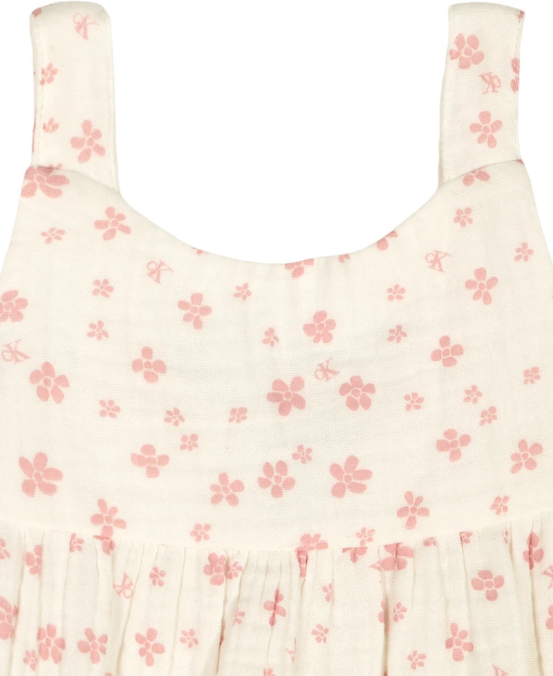 Calvin Klein Girls' Toddler 2T-4T Floral Gauze Tunic and Capri Leggings, 2-Piece Set