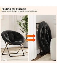 gaomon Oversized Faux Fur Foldable Saucer Chair, Sturdy Metal Frame Lounge Chair for Adults, Comfy Dorm Room Seating