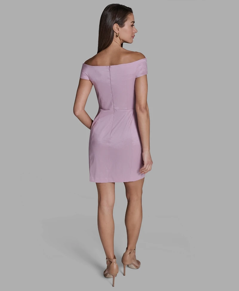 Bcbg Women's Taffeta Off-The-Shoulder Mini Dress