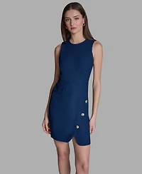 Bcbg Women's Crewneck Twill Asymmetrical Sheath Dress