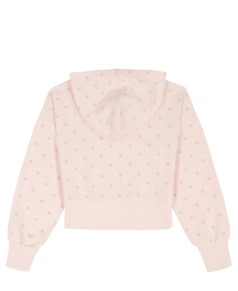 Calvin Klein Girls' 7-16 Flocked Zip-Front Hoodie