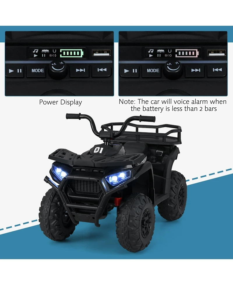 Mecale 24V Kids Ride on Electric Atv Quad Car with Realistic Sounds and Led Lights-Black