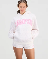 The Happy Camp3r Juniors' Floral Print Logo Hooded Sweatshirt