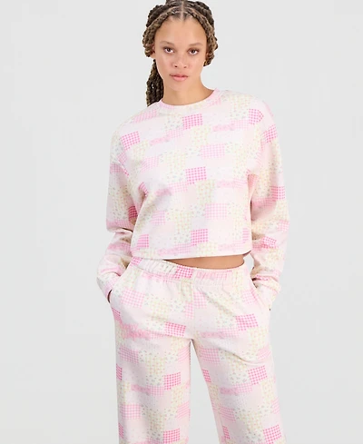 The Happy Camp3r Juniors' Patchwork Print Crewneck Sweatshirt