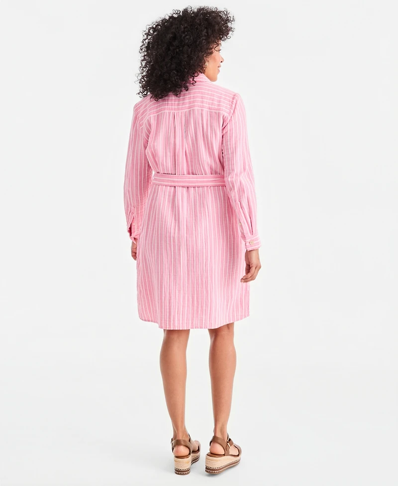 Style & Co Women's Cotton Gauze Tie-Waist Shirt Dress, Macy's Exclusive