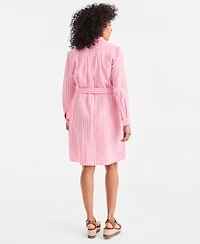 Style & Co Women's Cotton Gauze Tie-Waist Shirt Dress, Macy's Exclusive