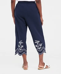 Style & Co Petite Trim Eyelet Wide-Leg Knit Pants, Macy's Exclusive