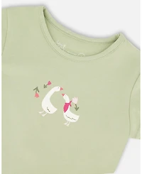 Deux par Deux Big Girls ganic Cotton Jersey T-Shirt Light Khaki Green