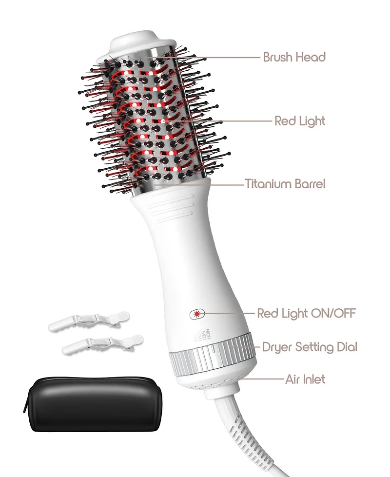 Tzumi Travel Red Ligh Therapy Dryer Brush