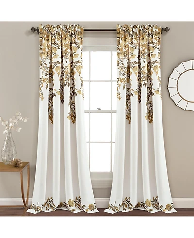 Lush Decor Tanisha Light Filtering Window Curtain Panels Pair 52"W x 84"L Neutral & Gray - Floral Curtains for Bedroom - Drapes
