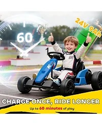 Qaba 24V Electric Go Kart, Kids Drift Kart with Dual 150W Motors,