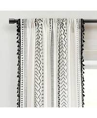 Lush Decor Hygge Boho Stripe Tassel Window Curtain Panels Pair 52"W x 84"L -Curtains For Bedroom - Living Room Curtains