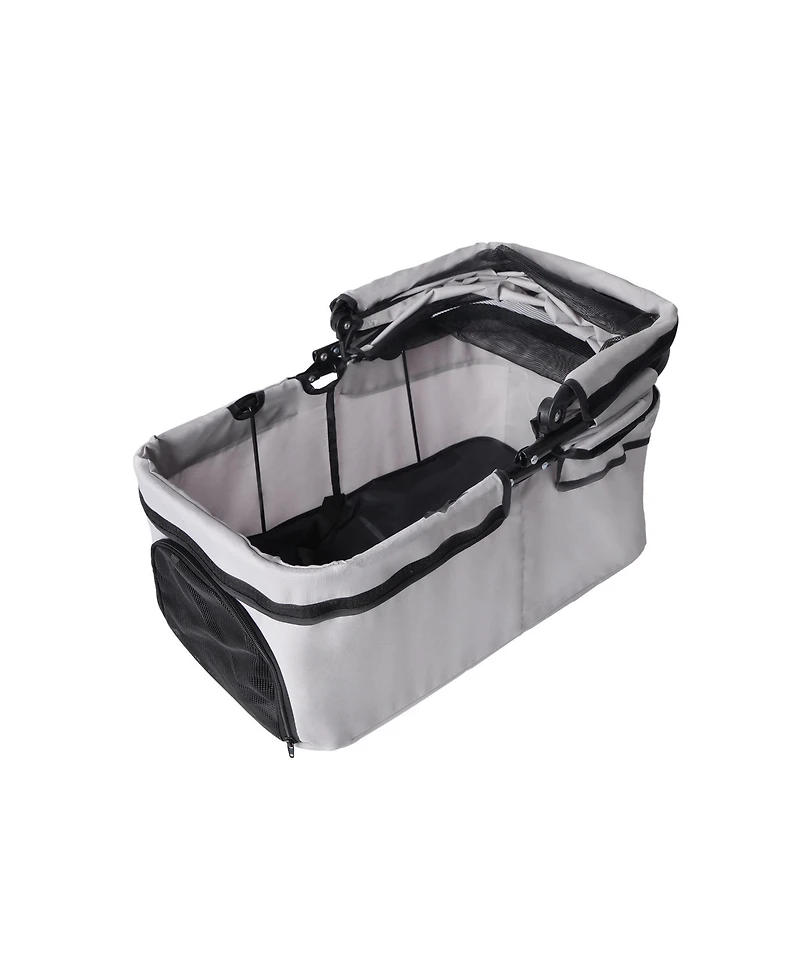 Aostirmotor All-Terrain Pet Stroller with 360° Rotating Wheels & Detachable Carrier, 4-Wheel Foldable Travel System with Storage Bag