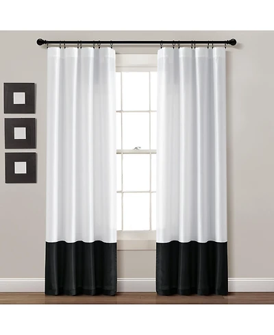 Lush Decor Milione Fiori Light Filtering Window Curtain Panels Set 42"W x 84"L White & Black - White Curtains For Bedroom