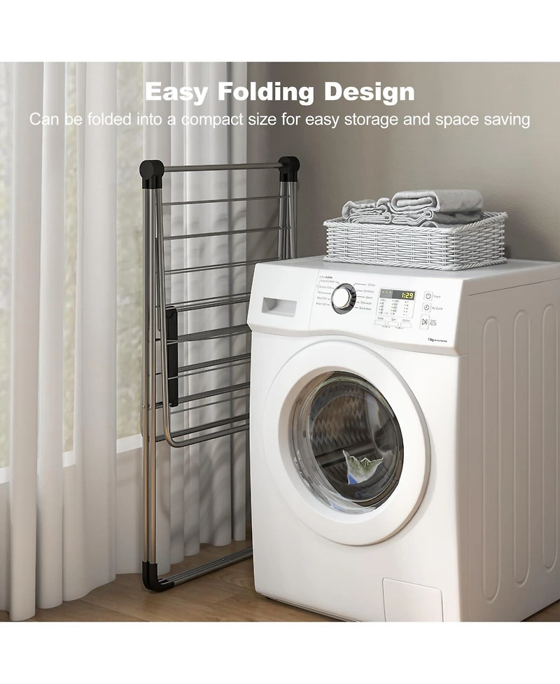 Ecooso 2-Tier Folding Laundry Drying Rack with Aluminum Frame, Clothes Rack