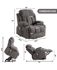 Clihome Power Lift Recliner Chair with Heat and Massage Electric Fabric Recliner Chair for Elderly with Side Pocket, Remote Control for Living Room