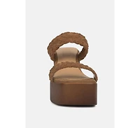 Misaki Womens Woven Suede Strap Platform Sandals