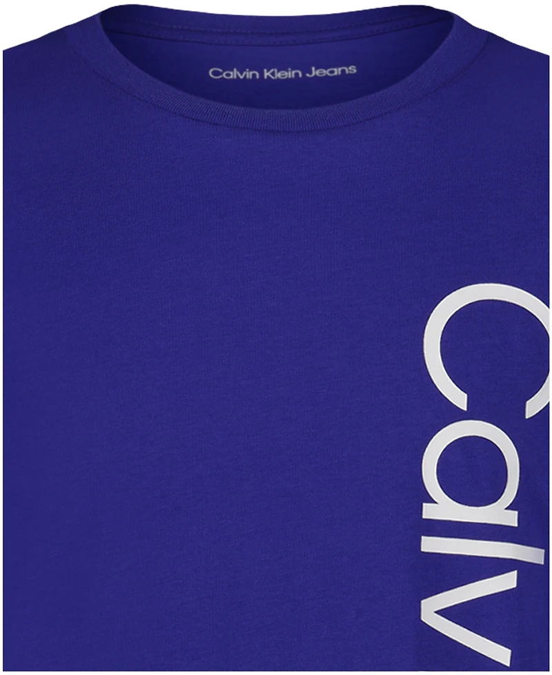 Calvin Klein Boys' 8-20 Vertical Ck Short-Sleeve Crewneck T-Shirt