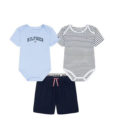 Tommy Hilfiger Baby Boys' Bodysuits & Shorts, 3-Piece Set
