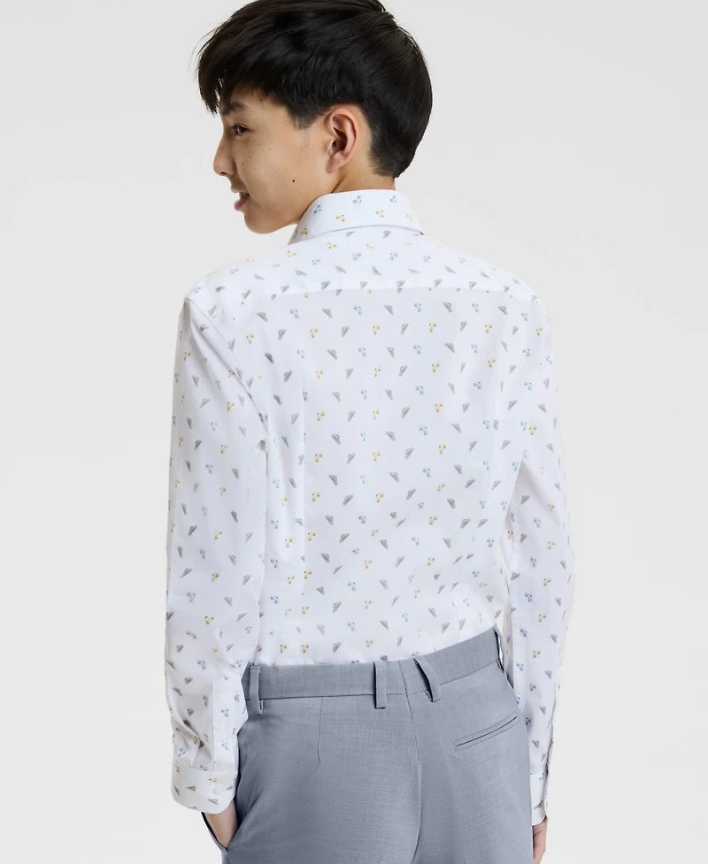 Kenneth Cole Reaction Boys' 8-20 City Scape Spread Collar Shirt