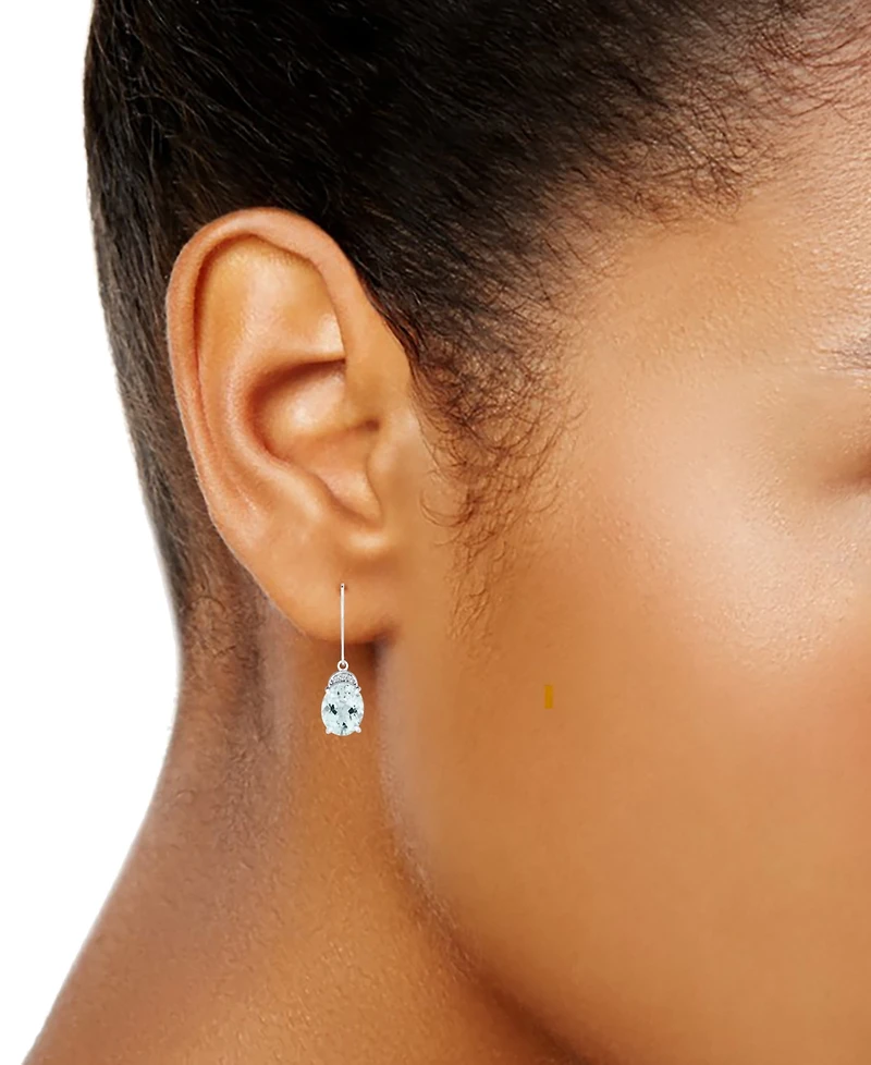 Macy's Aquamarine (4-3/4 ct. t.w.) & Diamond Accent Drop Earrings in Sterling Silver