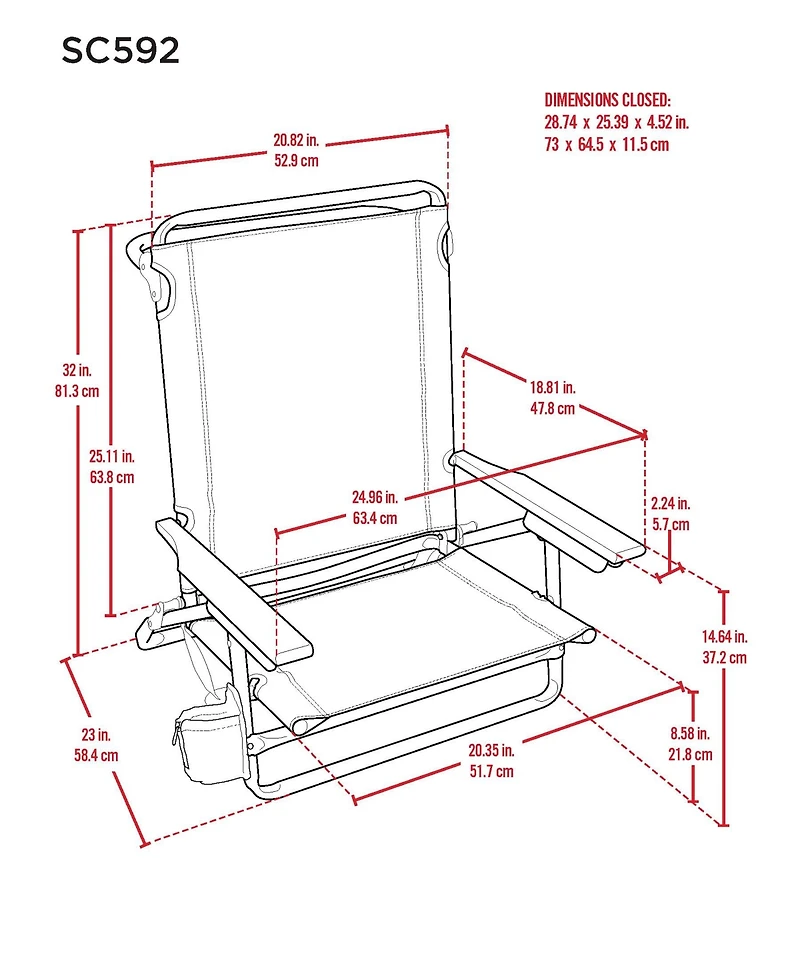 Rio Beach 2 x 2 x 3 ft Multi 5 Position Lay Flat Backpack Beach Chair