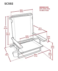 Rio Beach 2 x 2 x 3 ft Multi 5 Position Lay Flat Backpack Beach Chair