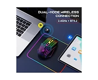 Risokeys Dual Mode Wireless Gaming Mouse 2.4G and Bluetooth 5.2 Rgb Silent 3 Speed Dpi