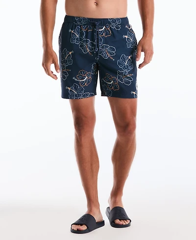 Original Penguin Men's Hibiscus Flower Print 7" Swim Trunks
