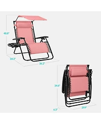 Best Choice Products 30” Extra Wide Folding Zero Gravity Patio Lounge Chair w/Adjustable Canopy Shade
