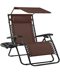 Best Choice Products 30” Extra Wide Folding Zero Gravity Patio Lounge Chair w/Adjustable Canopy Shade