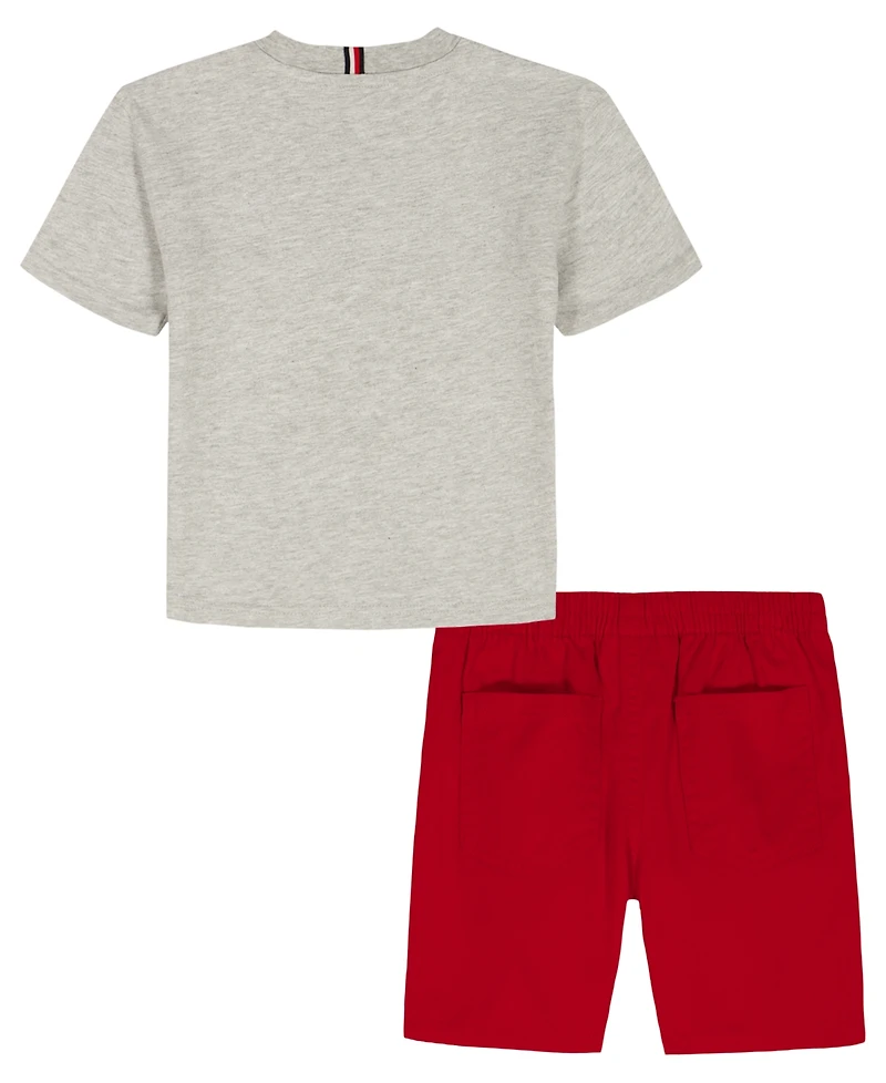 Tommy Hilfiger Boys' 2T-7 Crewneck T-Shirt and Shorts, 2-Piece Set