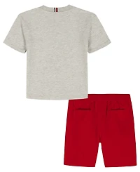 Tommy Hilfiger Boys' 2T-7 Crewneck T-Shirt and Shorts, 2-Piece Set