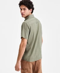 Sun + Stone Men's Textured-Stripe Short-Sleeve Shirt, Macy's Exclusive