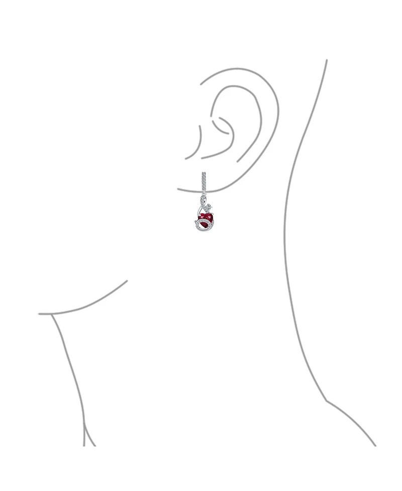 Bling Jewelry Cubic Zirconia Infinity Swirl Cz Accent Cz Red Heart Dangling Earrings Sterling Silver