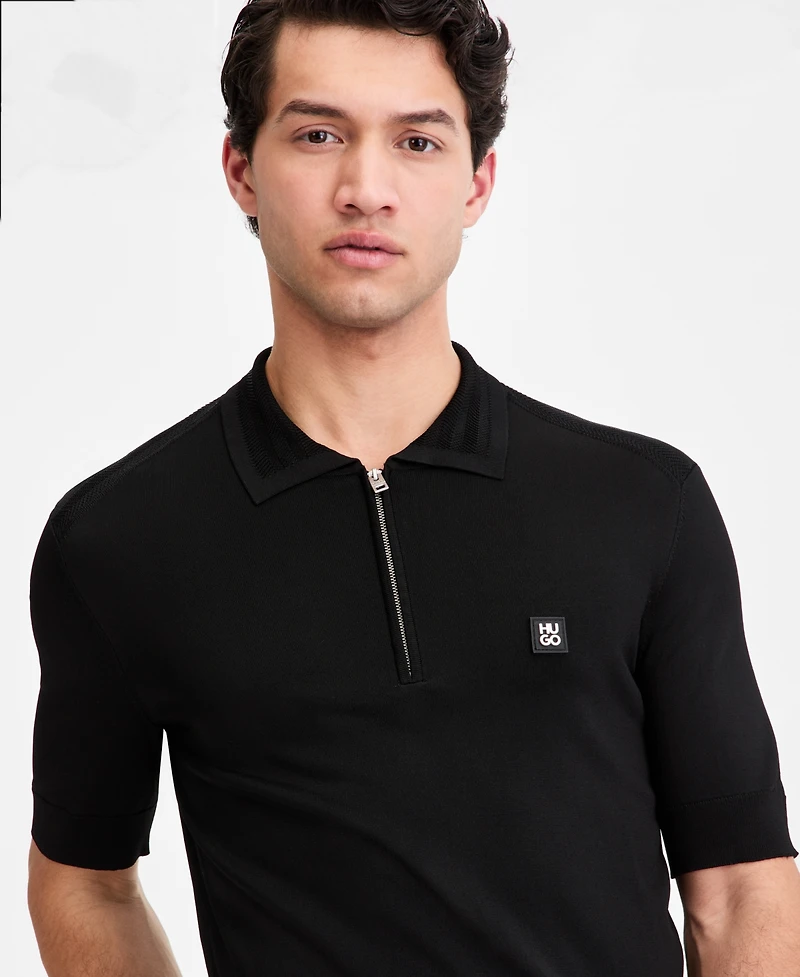 Hugo Boss Men's Jacquard-Accent Half-Zip Polo Shirt