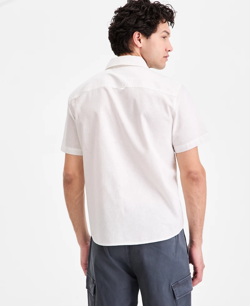 Sun + Stone Men's Devin Linen Blend Woven Short-Sleeve Shirt, Macy's Exclusive