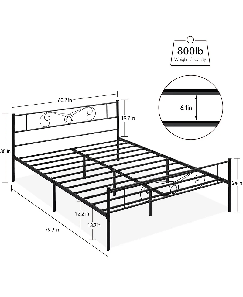 gaomon Queen Metal Platform Bed Frame with Headboard and Footboard