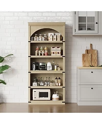 gaomon 69Inch Farmhouse Arched Bookshelf, Tall Bookcase w/Arche Design, Wooden Arch Book Shelf with Wooden Base