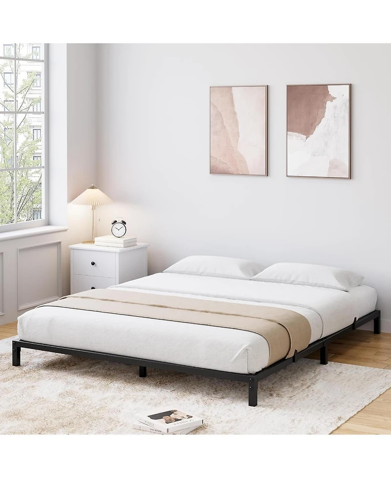 gaomon 8" Queen Size Metal Bed Frame, Heavy Duty Platform Bed with Storage Space,Steel Support,No Box Spring Needed