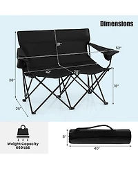 Mecale Camping Loveseat Chair for 2 with Cup Holders, Folding Outdoor Seat